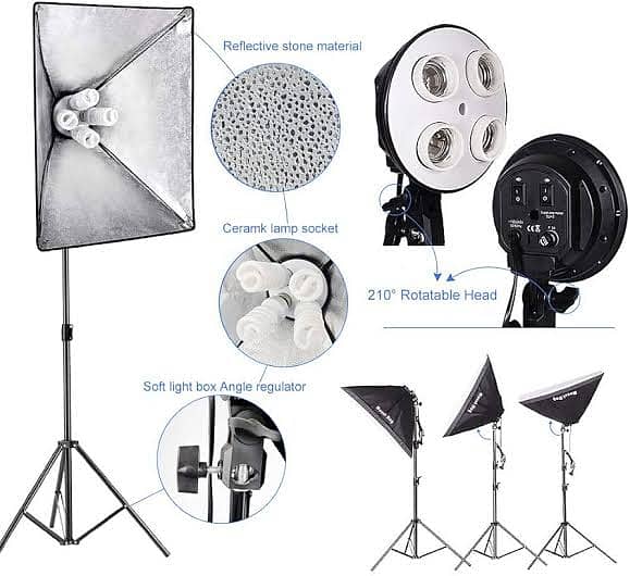 Softbox lighting Kit & Stands k sath full Setup 1