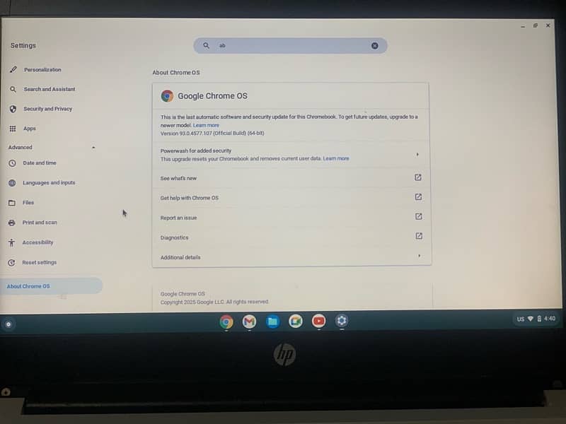 HP chrome Book in good condition 2