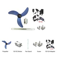 DIY 12 Inch 5 Wing Fan 12V DC Motor Fan With Power Supply