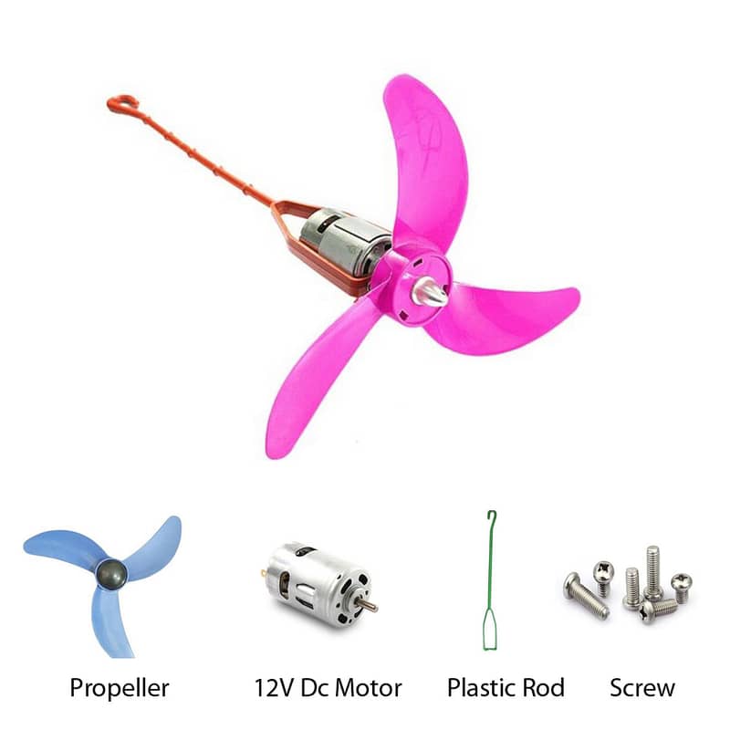 DIY 12 Inch 5 Wing Fan 12V DC Motor Fan Set With Power Supply 2