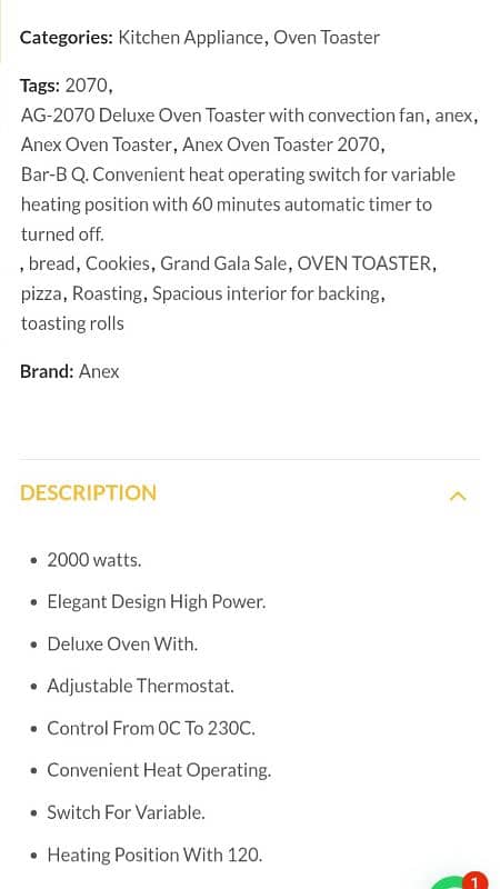 AG-2070 Deluxe Oven Toaster 5