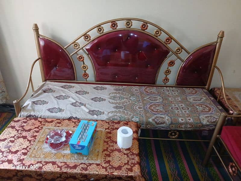 King size Iron bed with mattress etc 3