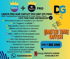 Capcut Pro And Canva Pro Available Just in 299 Fast Service