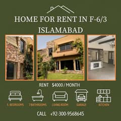 Ambassador-Level Luxury Residence for Rent in F-6/3, Islamabad