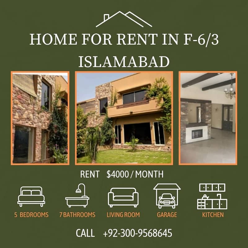 Ambassador-Level Luxury Residence for Rent in F-6/3, Islamabad 0