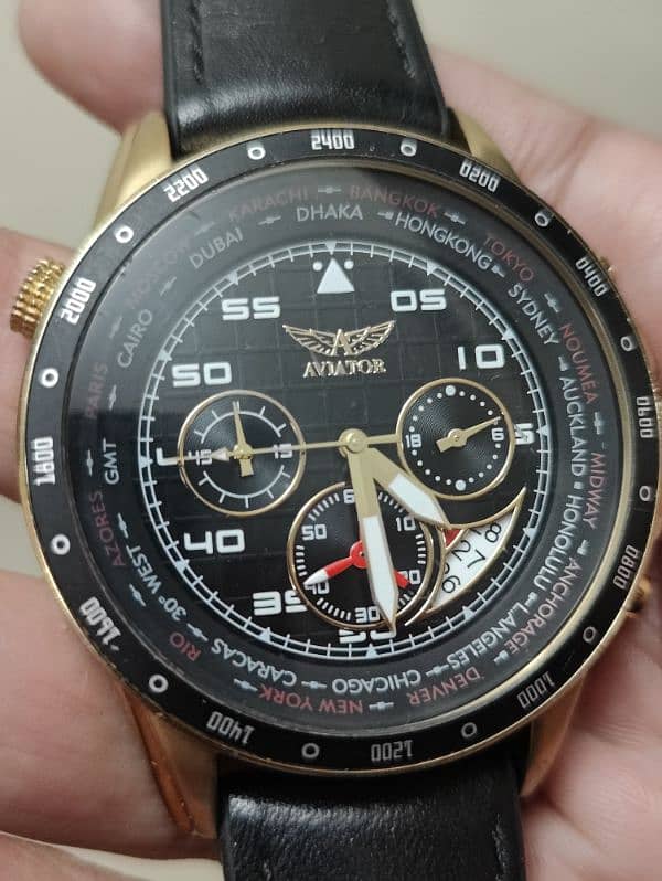 Aviator orignal chronograph world time watch, excellant condition 0