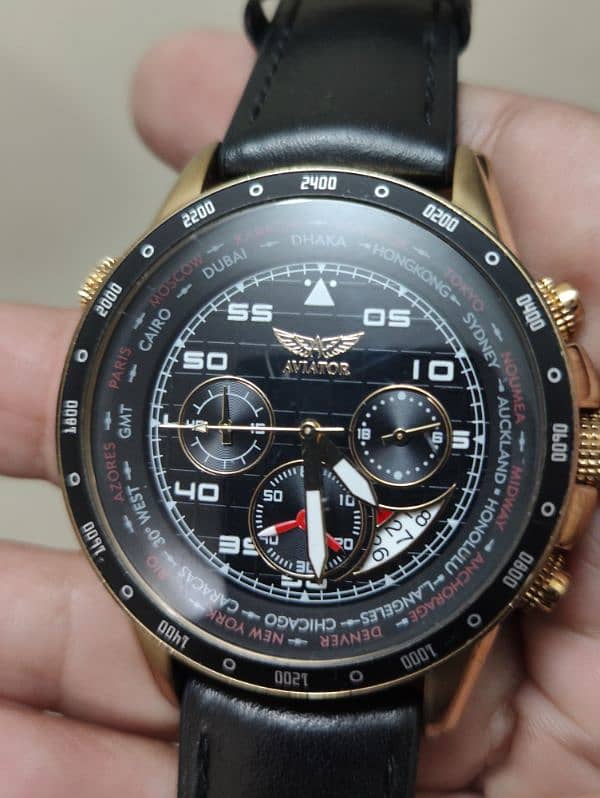 Aviator orignal chronograph world time watch, excellant condition 2