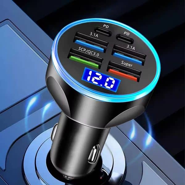 250W PD Car Charger Car Cigarette Lighter Plug Digital Display 3