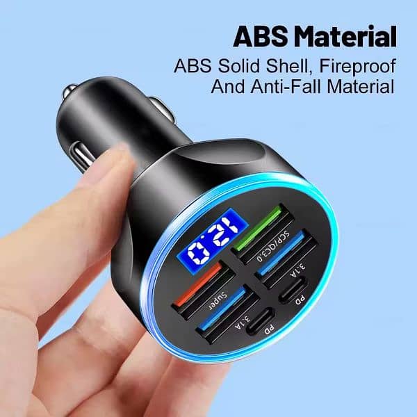 250W PD Car Charger Car Cigarette Lighter Plug Digital Display 4