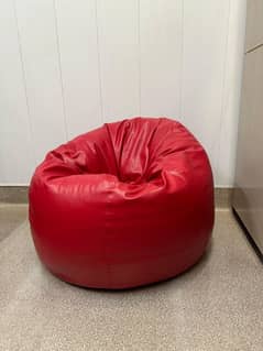 Red leather 2XL size bean bag