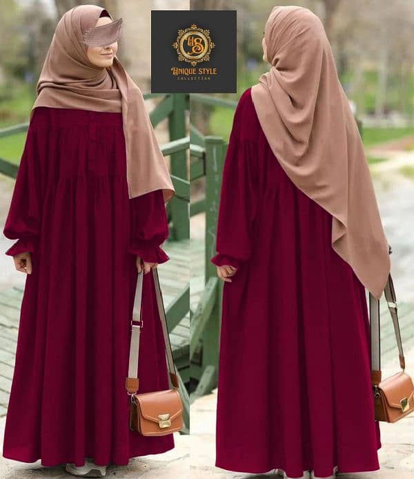 Kaaj Button Abaya with Two Layers 0