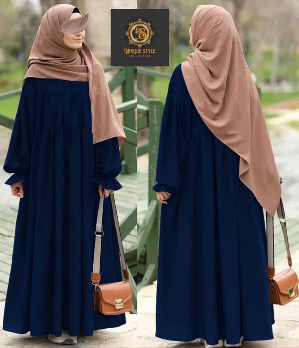 Kaaj Button Abaya with Two Layers 1