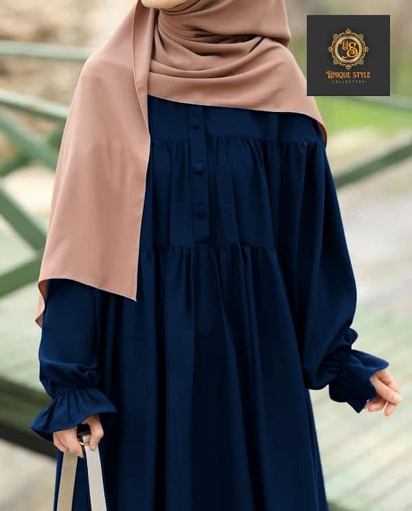 Kaaj Button Abaya with Two Layers 4