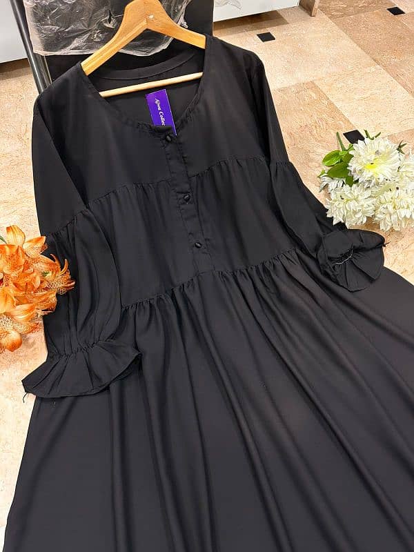 Kaaj Button Abaya with Two Layers 10