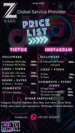 Social media Followers likes views Instagram Tiktok Youtube CapCut pro