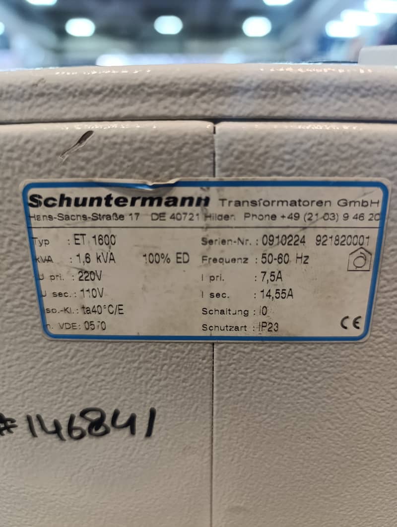 Schuntermann ET 1600 Transformatoren Power Supply Available 1