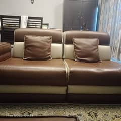 Leather Sofa Set with 02 Leather Tables