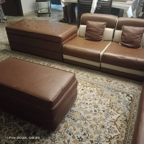 Leather Sofa Set with 02 Leather Tables 1