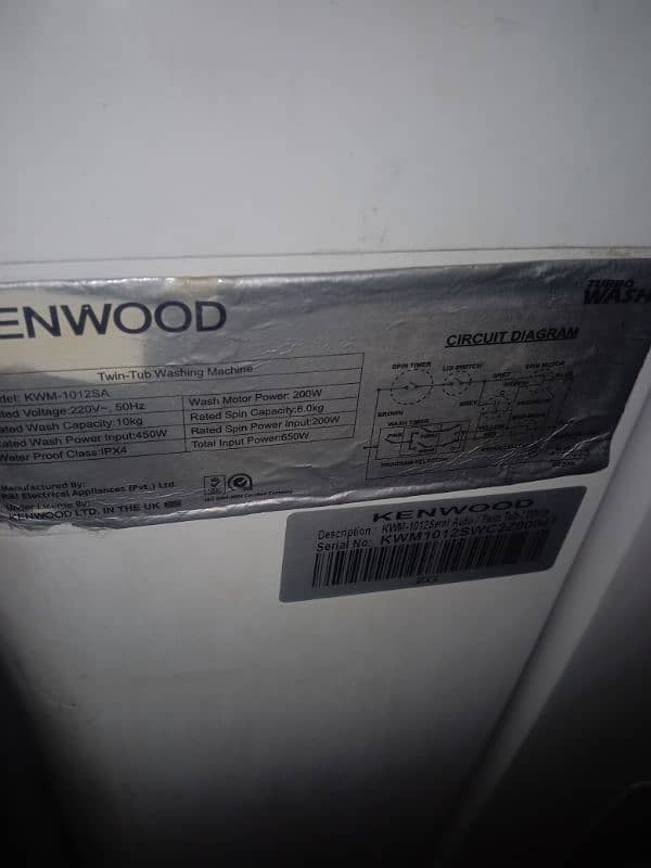 Kenwood dual tub washer dryer just like new 03008125456 9