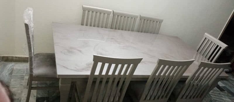 Brand New Solid Wood Dinning Table UV Top With Marble Texture for Sale 0