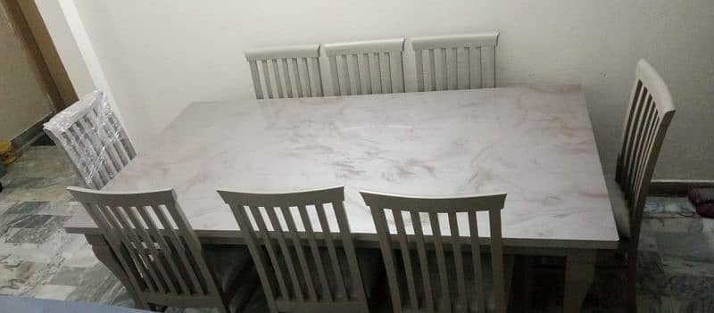 Brand New Solid Wood Dinning Table UV Top With Marble Texture for Sale 1