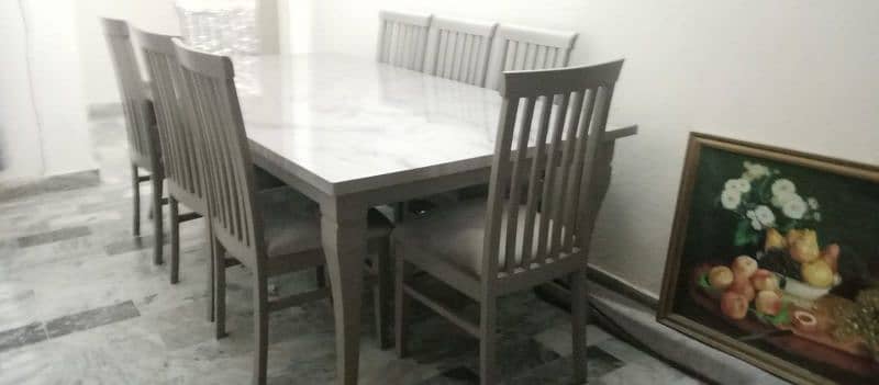 Brand New Solid Wood Dinning Table UV Top With Marble Texture for Sale 3