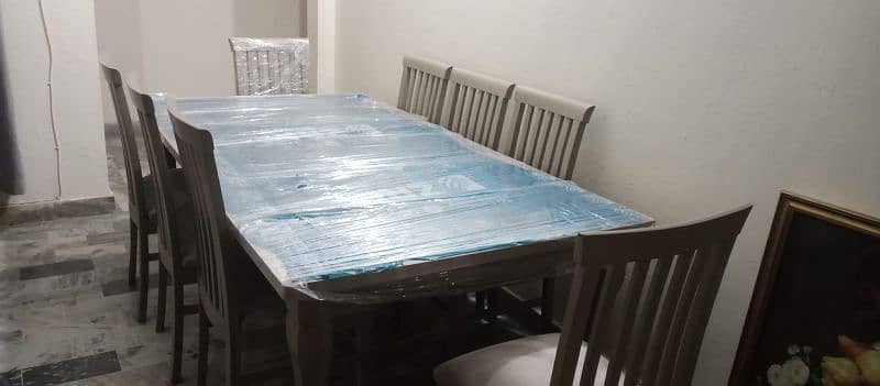 Brand New Solid Wood Dinning Table UV Top With Marble Texture for Sale 6