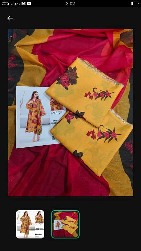 Charming 3 pieces printed suit in yellow Swiss lawm 1