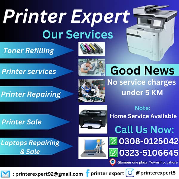 Toner Refill, printer repair, printer services, at your location 0