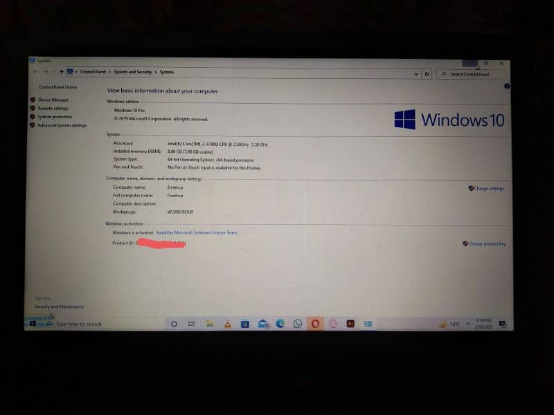 Lenovo core i3 6th gen 8gb ram 232gb ssd hard 5