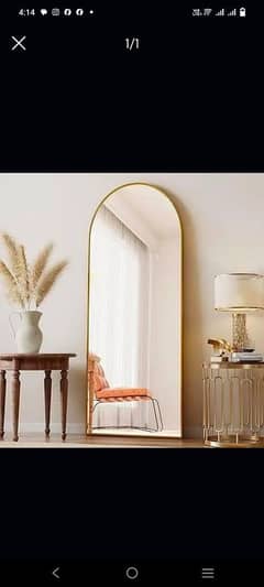 Mirror , Arched Top, Wood Frame ,Freestanding or Wall-Mounted Mirror