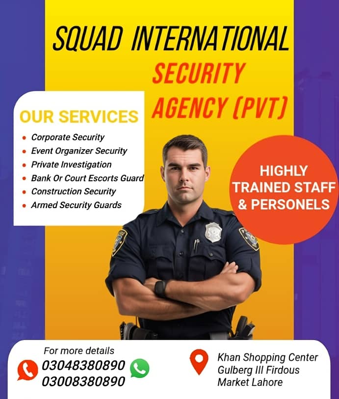 Security Guard monthly base, Staff Commandos, Protocol Security Guards 0