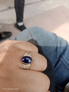 Pure chaandi Ring with Pure Neelum Stone