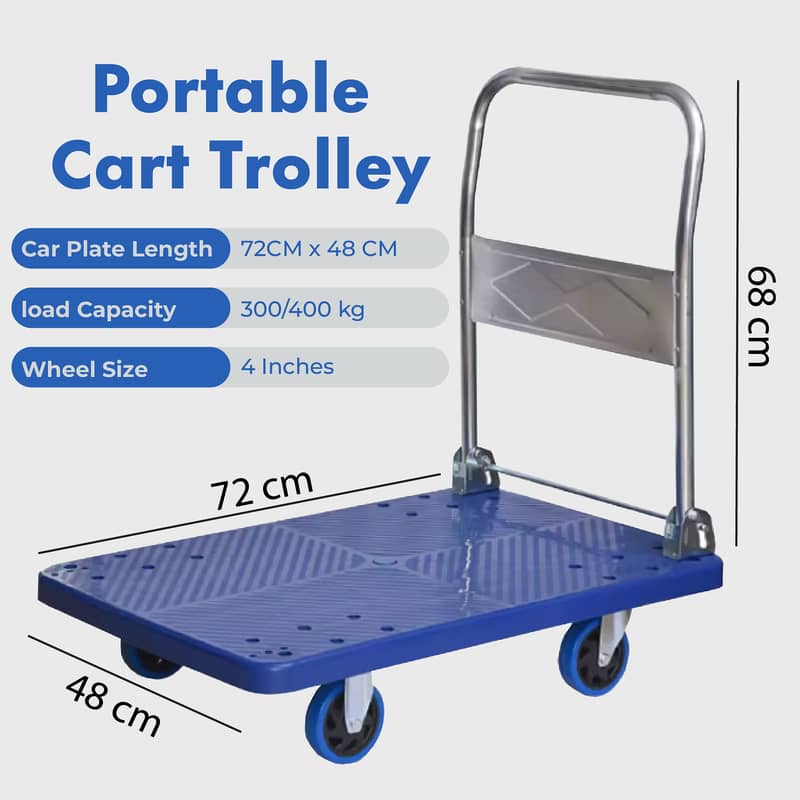 cart trolley, platform trolley, foldable transport trolley 400 kg 7