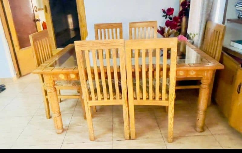 Wooden Dining Table with 6 Chairs 0