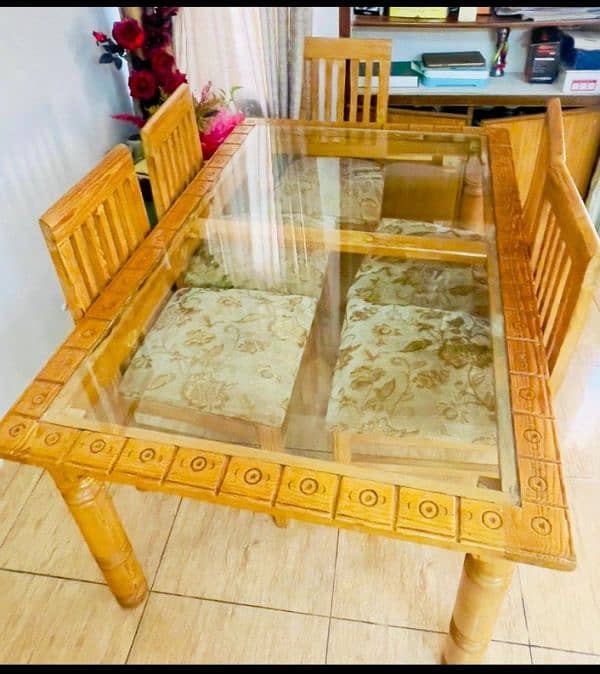 Wooden Dining Table with 6 Chairs 1