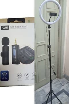 wireless mic k35 and ring light for sale