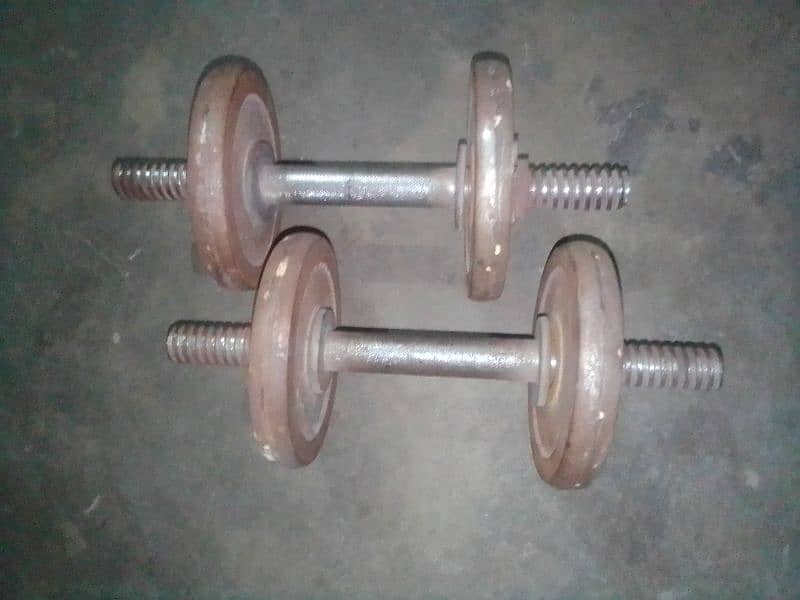 for sale 10 kgs dumbbells set - used but functional 0