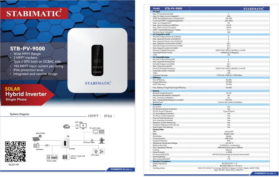 Solar Inverter IP66, 6kw,pv 9000, 5Years Warranty 0