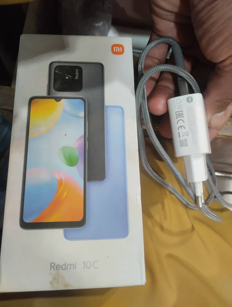 redmi 10c 4+3/128 black colour 10/10 condition full box 6