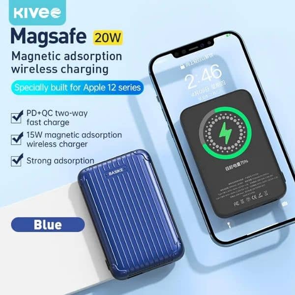 Qc3.0 PD 20W MagSafe wireless power 5000mah 2