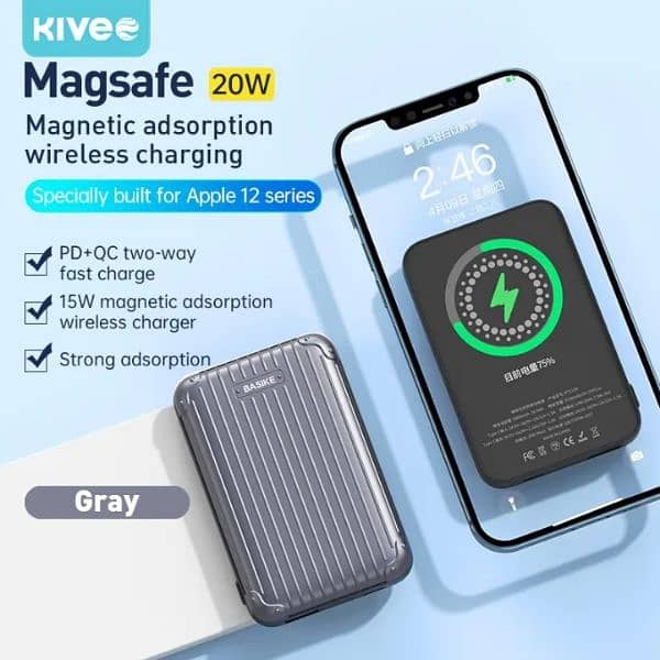 Qc3.0 PD 20W MagSafe wireless power 5000mah 5