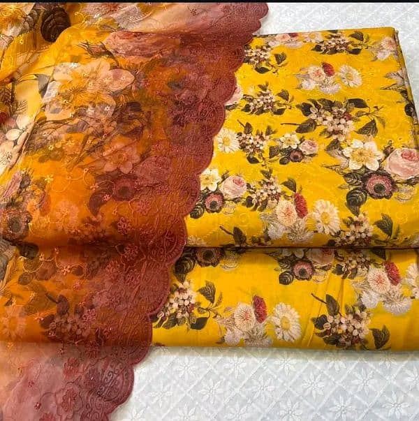 new digital printing lawn suit with chicken carry embroidery 9