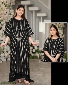 3pcs women's stitched Embroidered kaftan