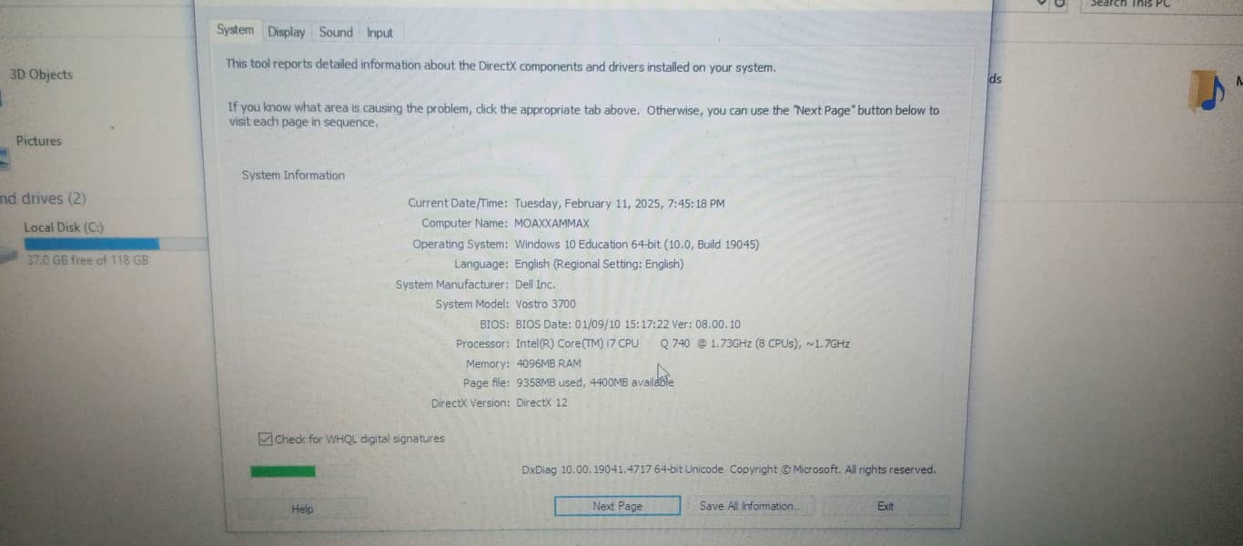 DELL VOSTRO Leptop with graphic card 2gb 1