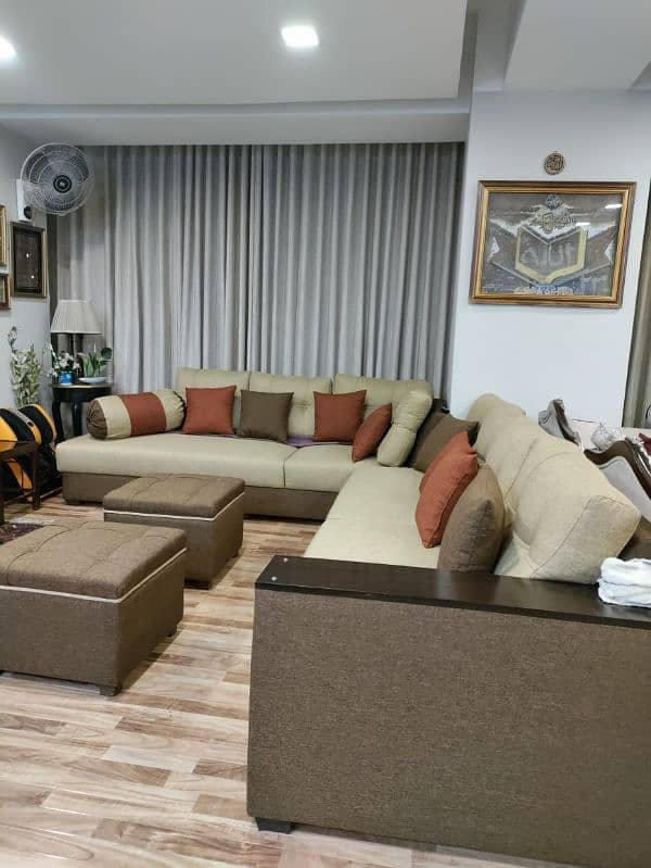 6 seater L shaped sofa with 2 foot rester 2