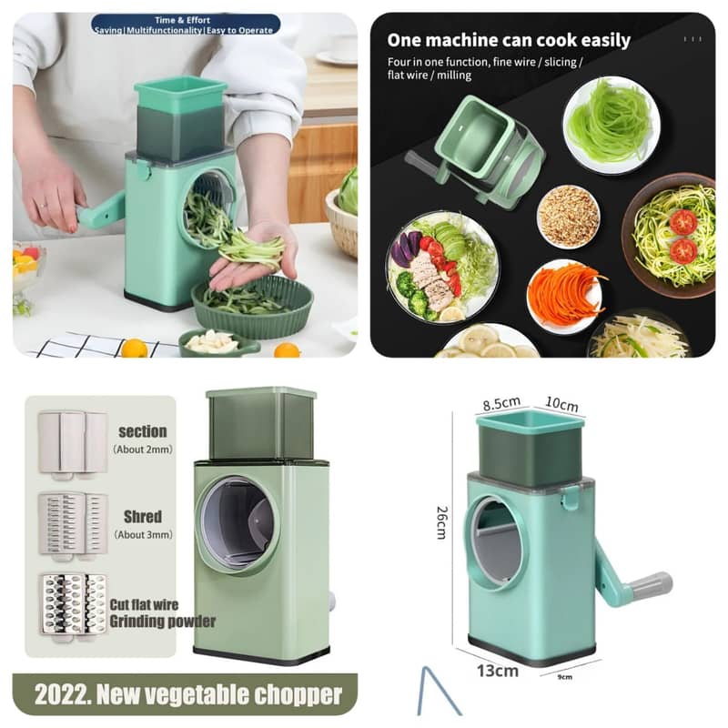 Vegetable Slicer Cutter Chopper 3 in 1 Round Multifunctional Kitchen 2