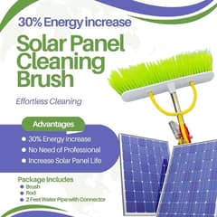 solar panel cleaning brush with and without waterflow pipe