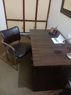 computer chair and wooden table in A1 condition