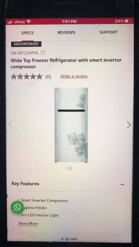 LG refrigerator no frost 6